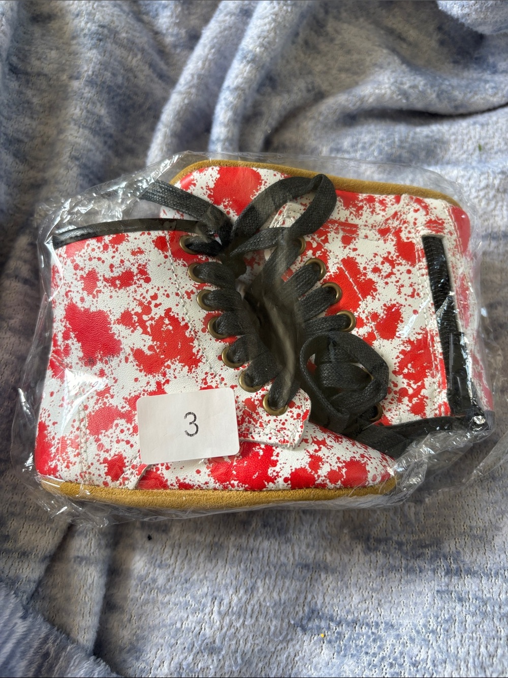 Red and White Splatter Lace-Up Cosmetic Pouch